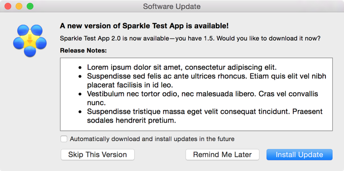 Example Sparkle Update Message